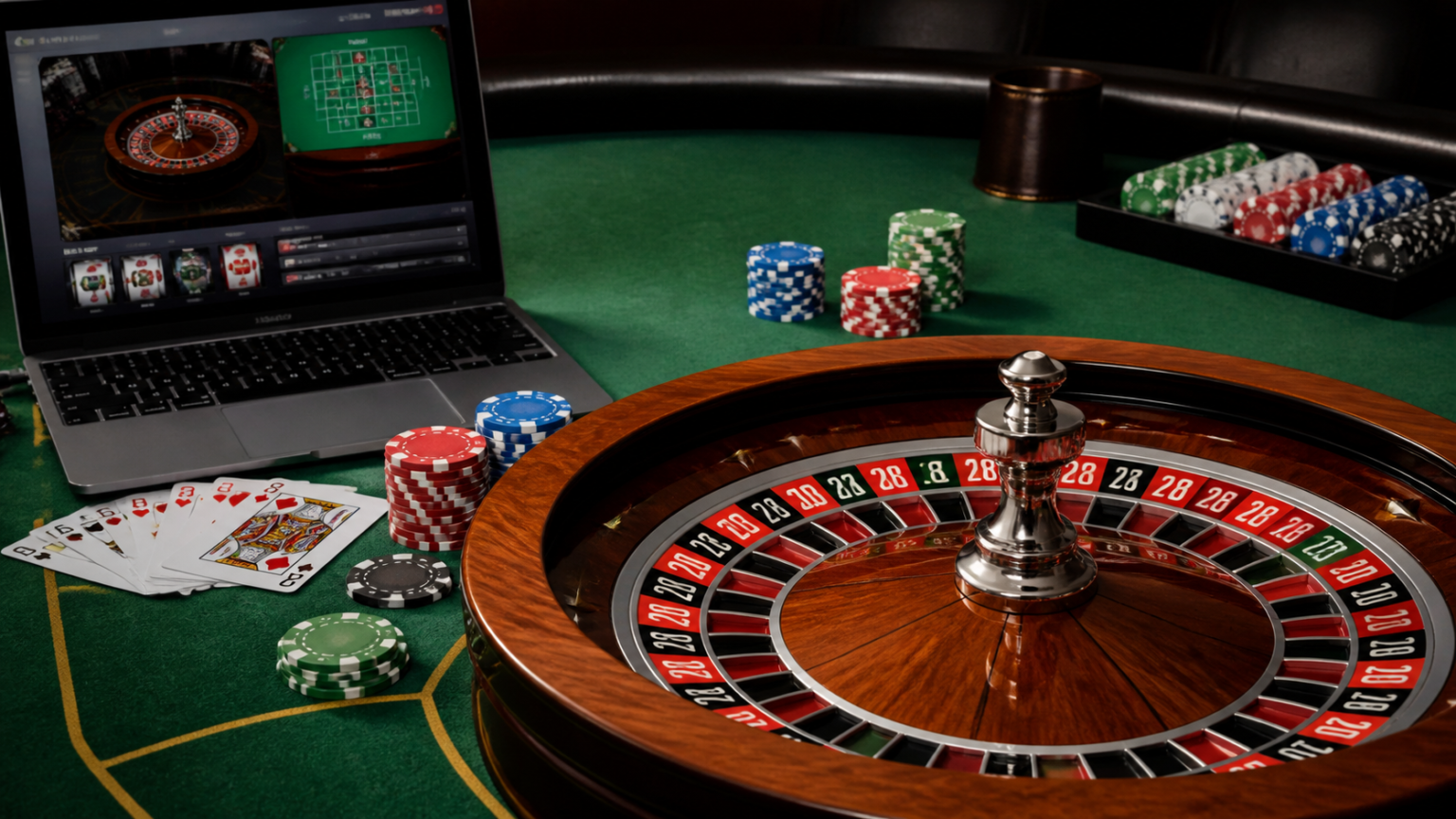 Casino non aams: criteri utili per orientarsi con maggiore attenzione Schermata di un casino online con fiches, carte e roulette