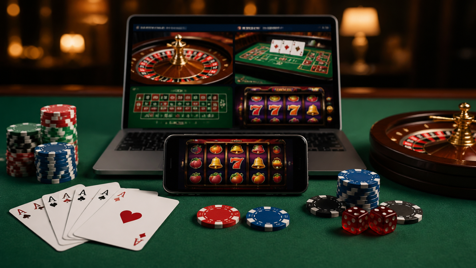 Online Casinos Singapore: What Players Should Know Online casino gaming interface on a laptop with chips and cards