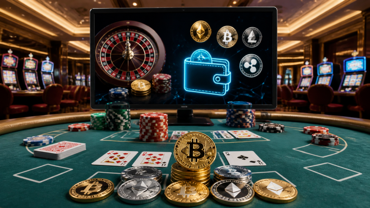 Top Crypto Casino: What Players Should Look For Crypto casino gaming setup with cards, chips, and digital payment screen